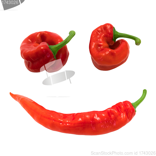 Image of Red chili peppers in smile