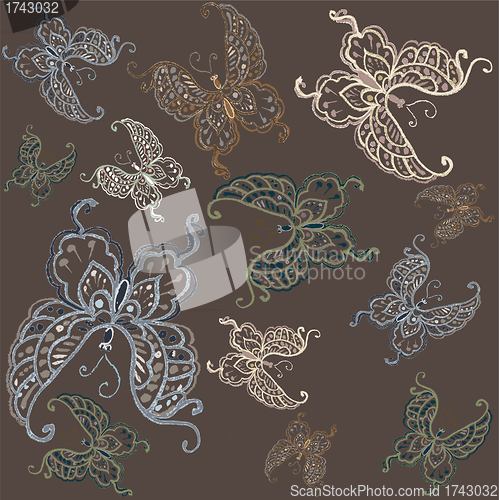 Image of Seamless background. Illustration  butterflies.   