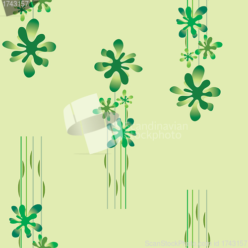 Image of seamless wallpaper with a green floral pattern