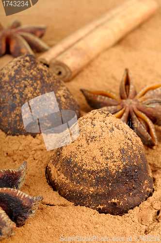 Image of cinnamon chocolate truffles and Star anise