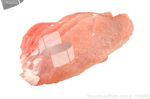 Image of pieces of pork isolated on white background