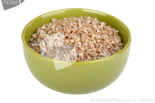 Image of Boiled buckwheat in a green bowl