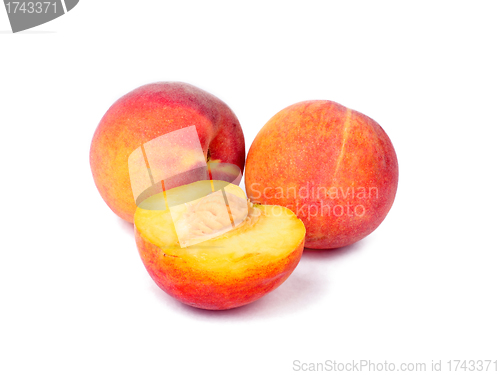 Image of Peach fruits isolated on white background