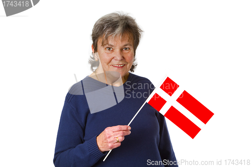 Image of Female senior with danish flag 