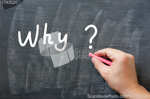 Image of Why - written on a smudged chalkboard with chalk