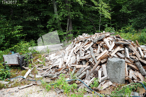 Image of Wood stockpiled.