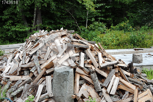 Image of Wood stockpiled.