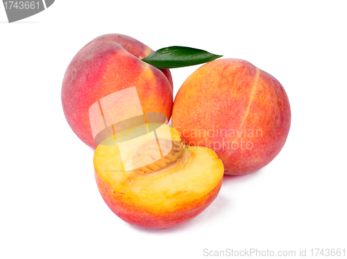 Image of Peach fruits isolated on white background