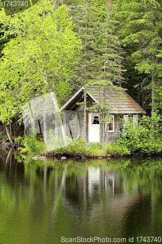 Image of little house by the lake