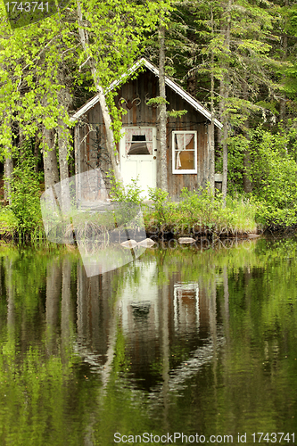 Image of little house by the lake