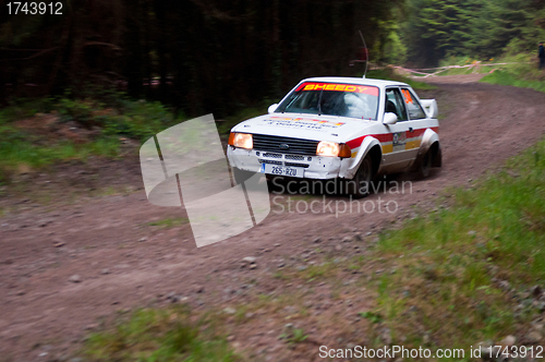 Image of M. Sheedy driving Ford Escort