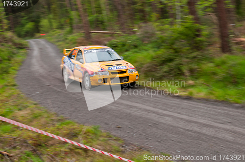 Image of P. Barrett driving Mitsubishi Evo