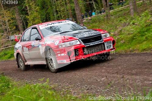 Image of S. Wright driving Mitsubishi Evo