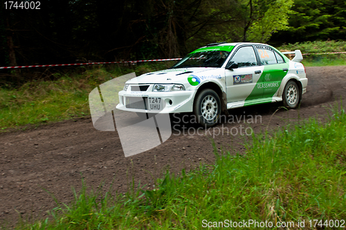 Image of J. Laverty driving Mitsubishi Evo