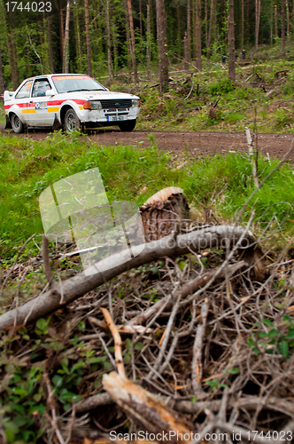 Image of M. Sheedy driving Ford Escort