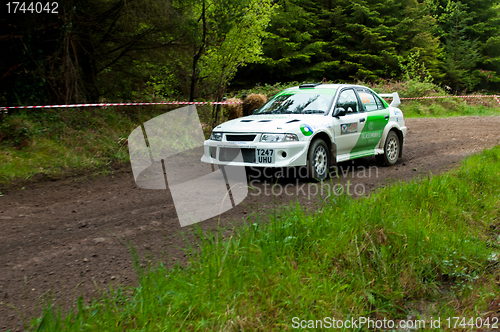 Image of J. Laverty driving Mitsubishi Evo