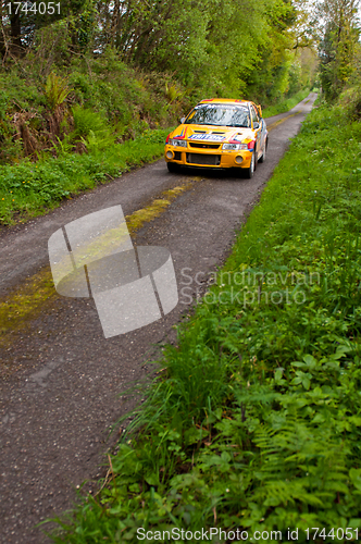 Image of P. Barrett driving Mitsubishi Evo