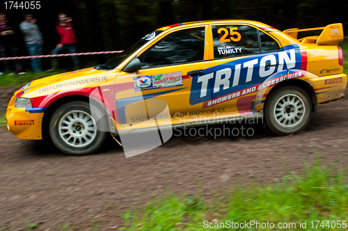 Image of P. Barrett driving Mitsubishi Evo