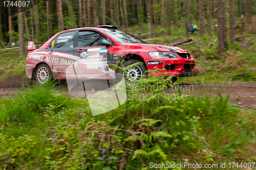 Image of P. O' Connell driving Mitsubishi Evo