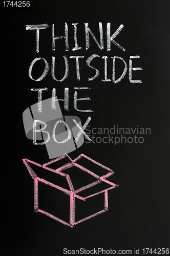 Image of Chalk drawing - concept of "Think Outside the box" 