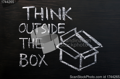 Image of Chalk drawing - concept of "Think Outside the box" 