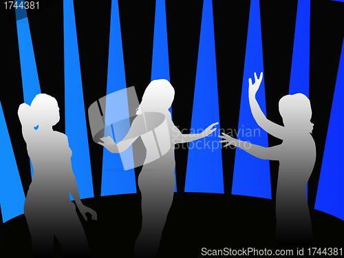 Image of Silhouettes of girls dancing in a disco