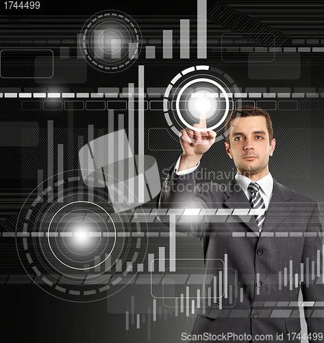 Image of Business Man Push the Button