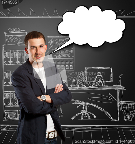 Image of Business Man With Speech Bubble