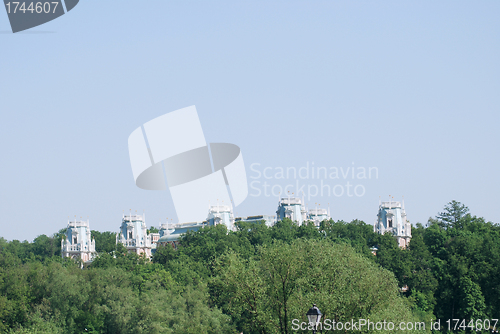 Image of queen Ekaterina palace roof in  Moscow. Zarizino (Tsaritsino, tsaritsyno, tsaritsino) 