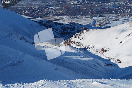 Image of ski resort and  snow mountains in Turkey Palandoken Erzurum