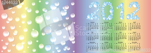 Image of vector calendar 2012  on rainbow bubble background 