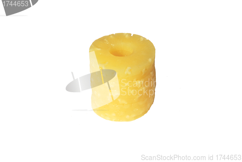 Image of yellow canned pineapple rings, vegetarian food  