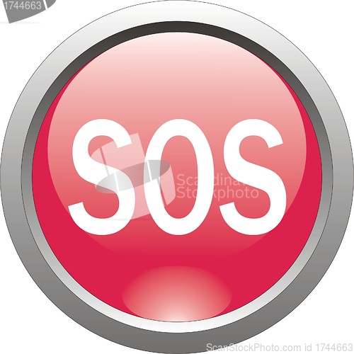 Image of red  button  or icon for webdesign - sos
