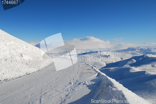 Image of road in snow mountains