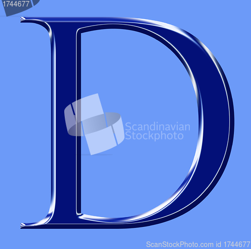 Image of blue metallic alphabet symbol 