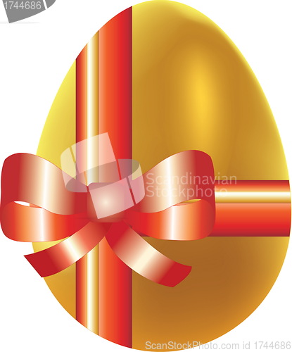 Image of Colored  easter egg  decorated by bow, vector holiday symbol 