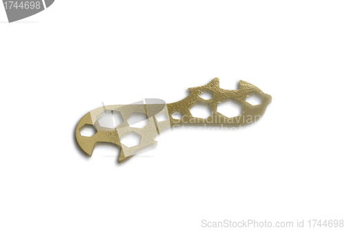 Image of Gold spanner, isolated on white background