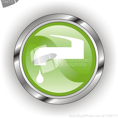 Image of green web glossy button  or icon  with wave