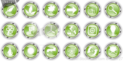 Image of green web button  or icon  with wave for bio concept 