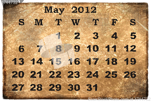 Image of old grunge monthly calendar 2012
