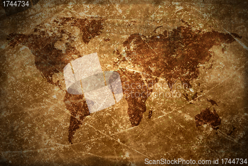 Image of aged  vintage world map texture and background 