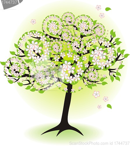 Image of season tree for spring with leafs and flowers 