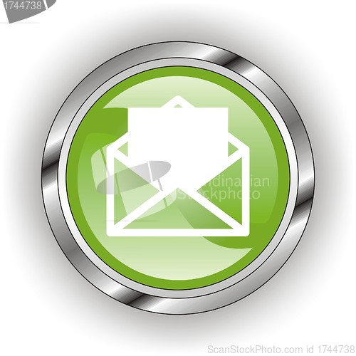 Image of green web glossy button  or icon  with wave