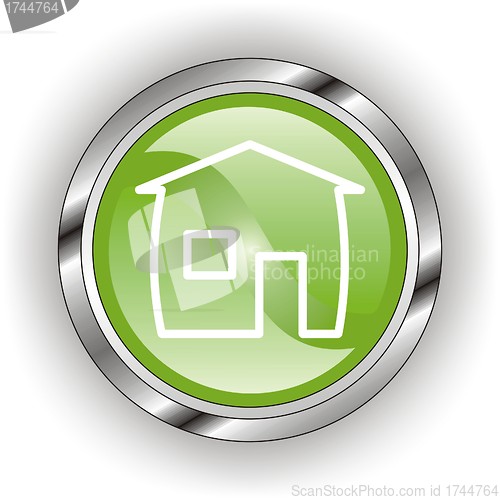 Image of green web glossy button  or icon  with wave