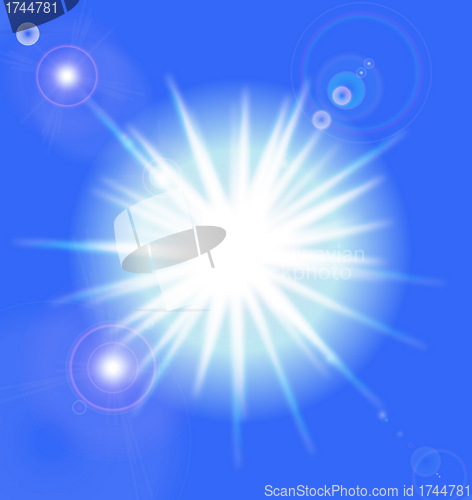 Image of Vector sun on blue sky with lenses flare, eps10 