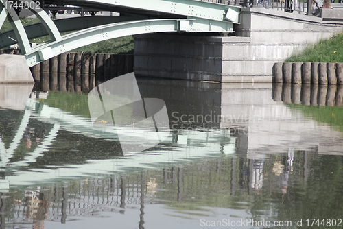 Image of bridge in Moscow city park  at the summer