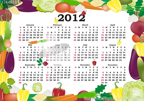 Image of vector calendar 2012 in colorful frame
