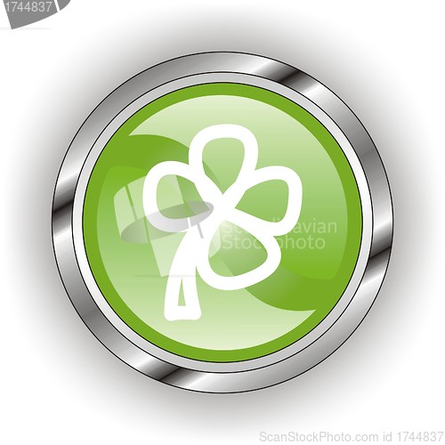 Image of green web glossy button  or icon  with wave