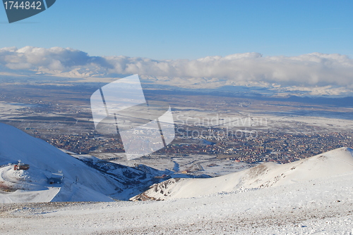 Image of ski resort and  snow mountains in Turkey Palandoken Erzurum
