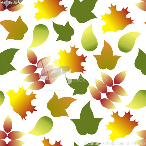 Image of seamless pattern with autumn colorful leafs